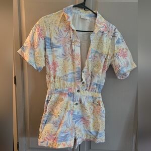 Floral Print Short Sleeve Romper